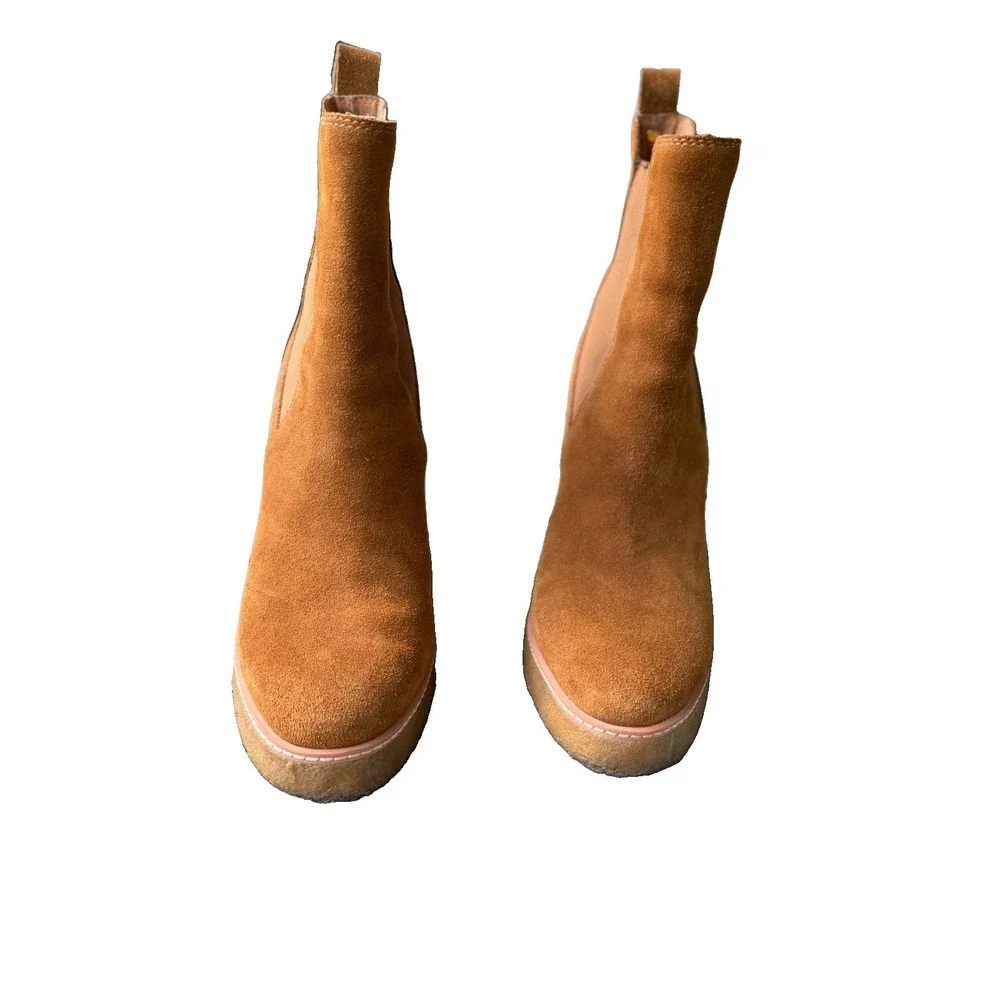 Steve Madden Mooris Wedge Chelsea Boot 9M Brown Suede Leather Boho Fall